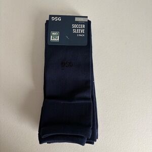 DSG Soccer Sleeve 2 Pack Navy Blue Unisex L XL Athletic Shin Guard Covers NEW